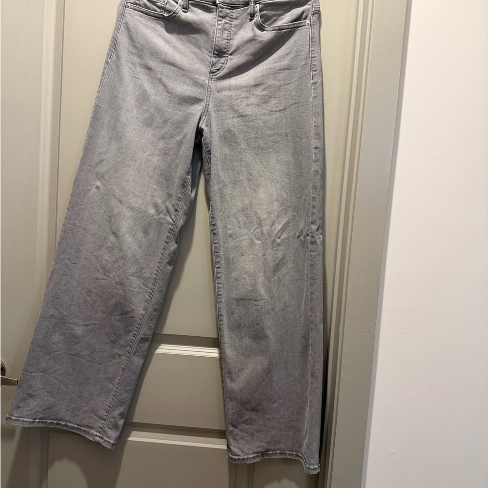 Banana Republic Light Gray High-Rise Wide Leg Jeans